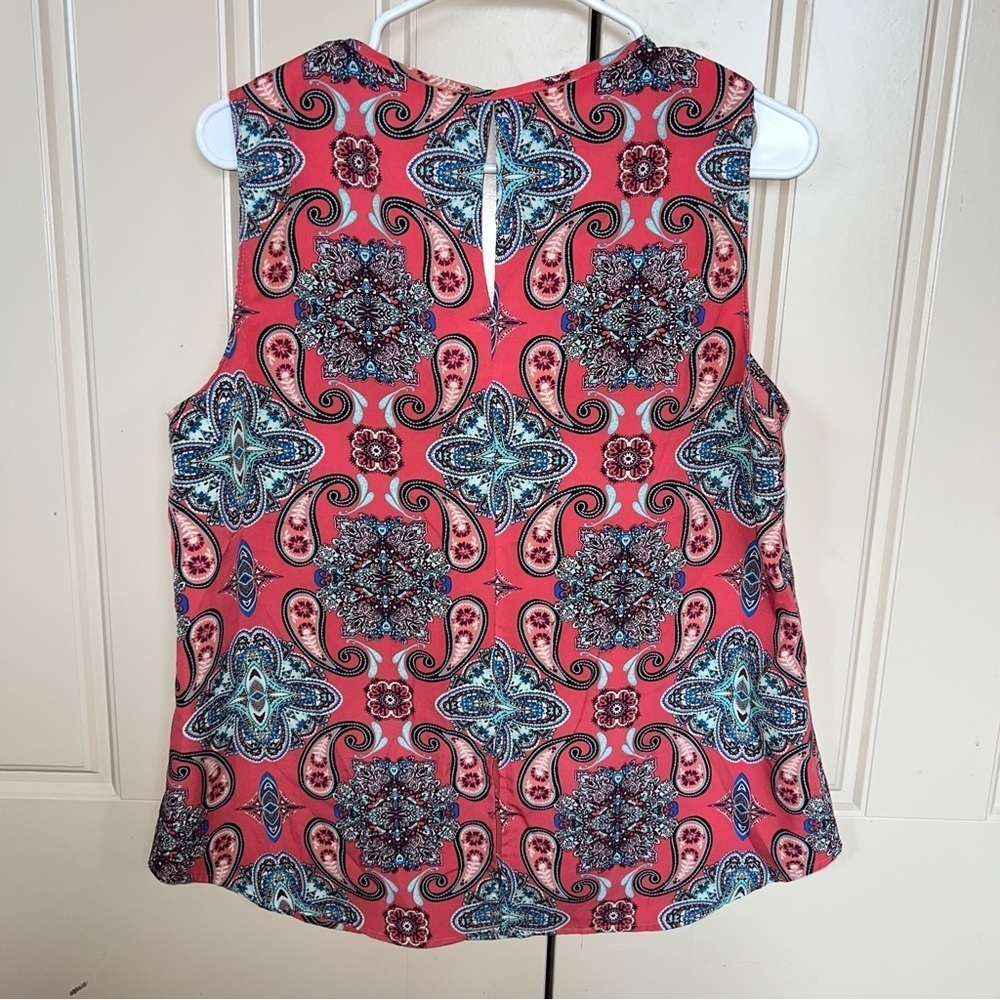 Verse Multicolor Coral Paisley Sleeveless Blouse Size Large Made in the U.S. - Picture 8 of 14